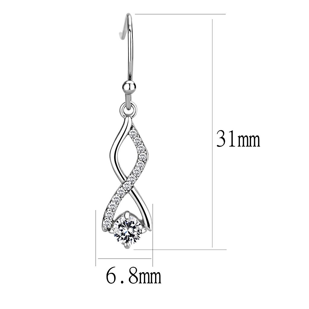 High polished (no plating) Stainless Steel Earrings with AAA Grade CZ in Clear