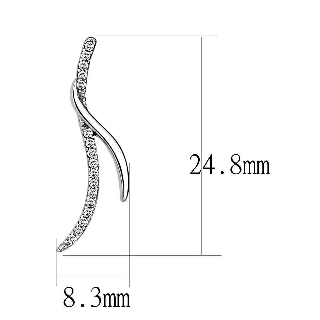 High polished (no plating) Stainless Steel Earrings with AAA Grade CZ in Clear