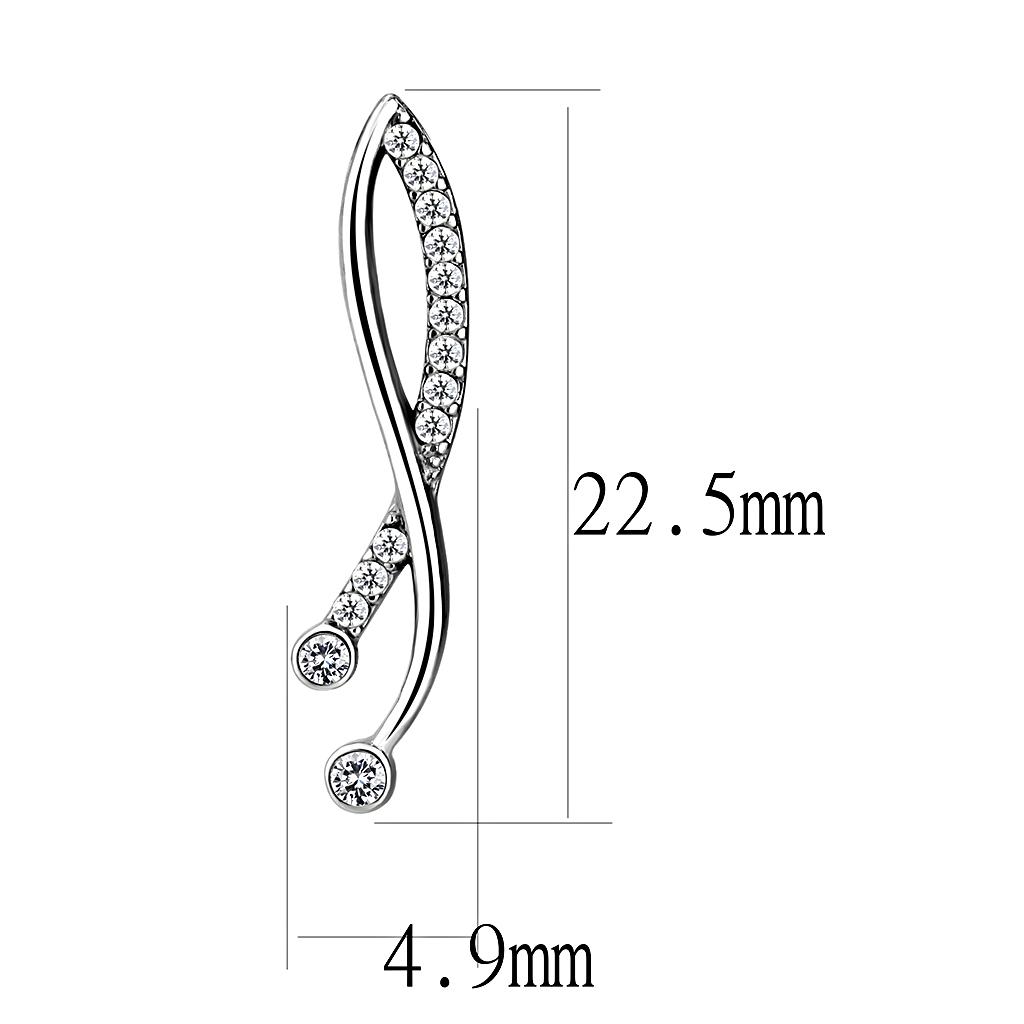 High polished (no plating) Stainless Steel Earrings with AAA Grade CZ in Clear