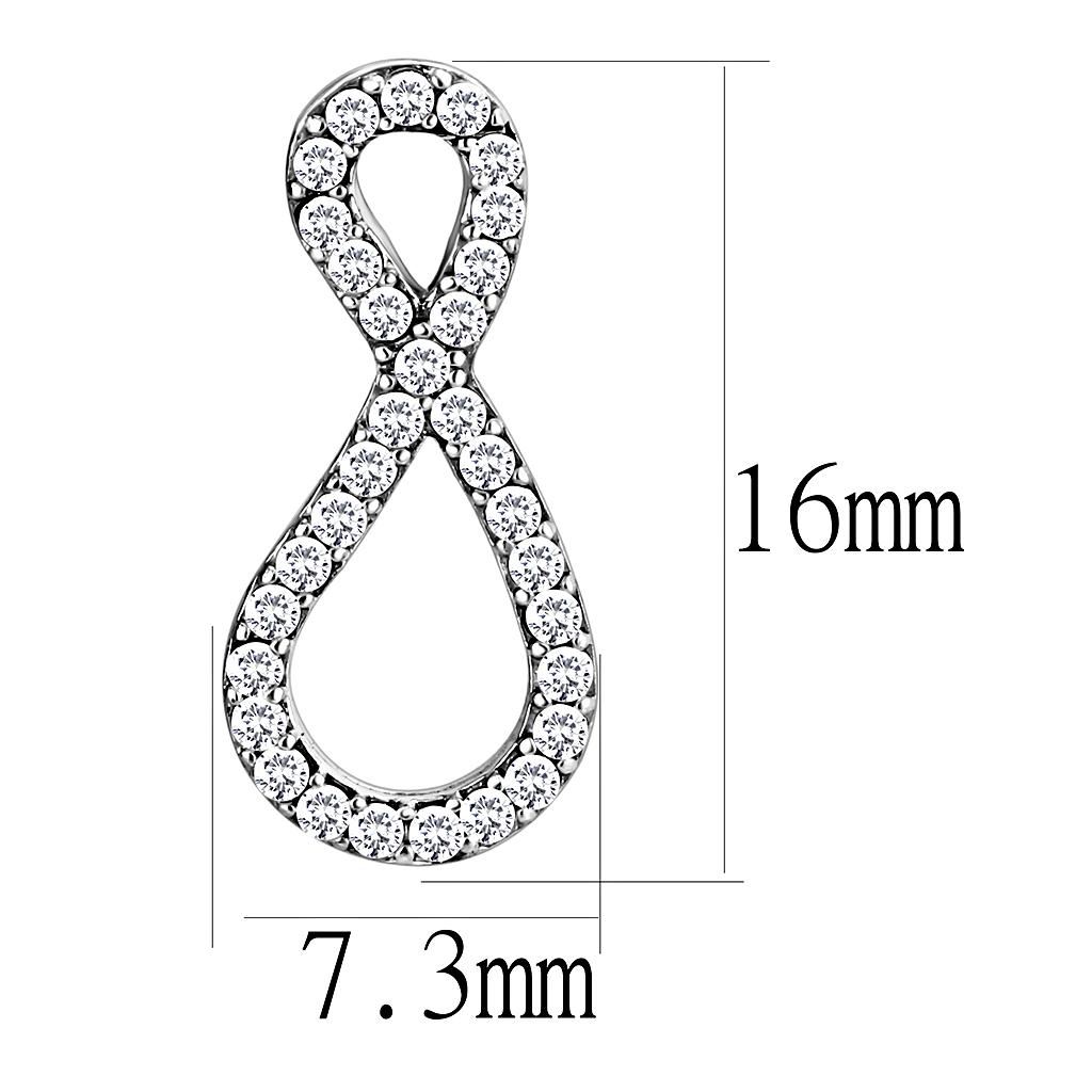 High polished (no plating) Stainless Steel Earrings with AAA Grade CZ in Clear