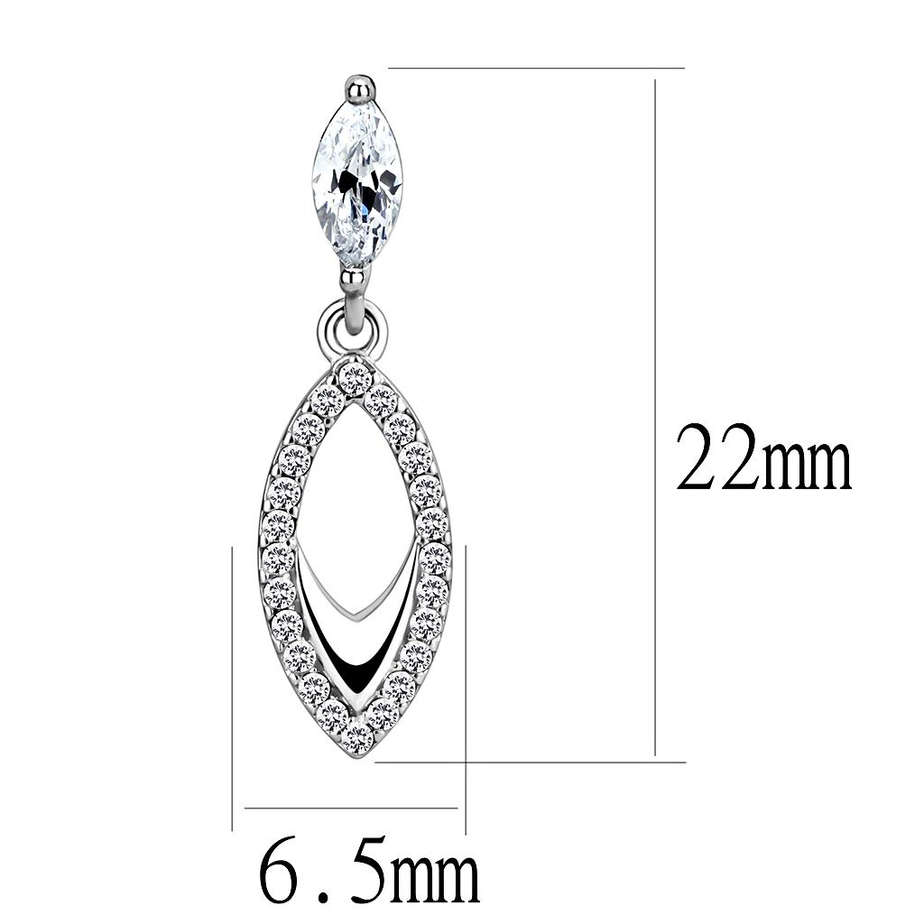 High polished (no plating) Stainless Steel Earrings with AAA Grade CZ in Clear