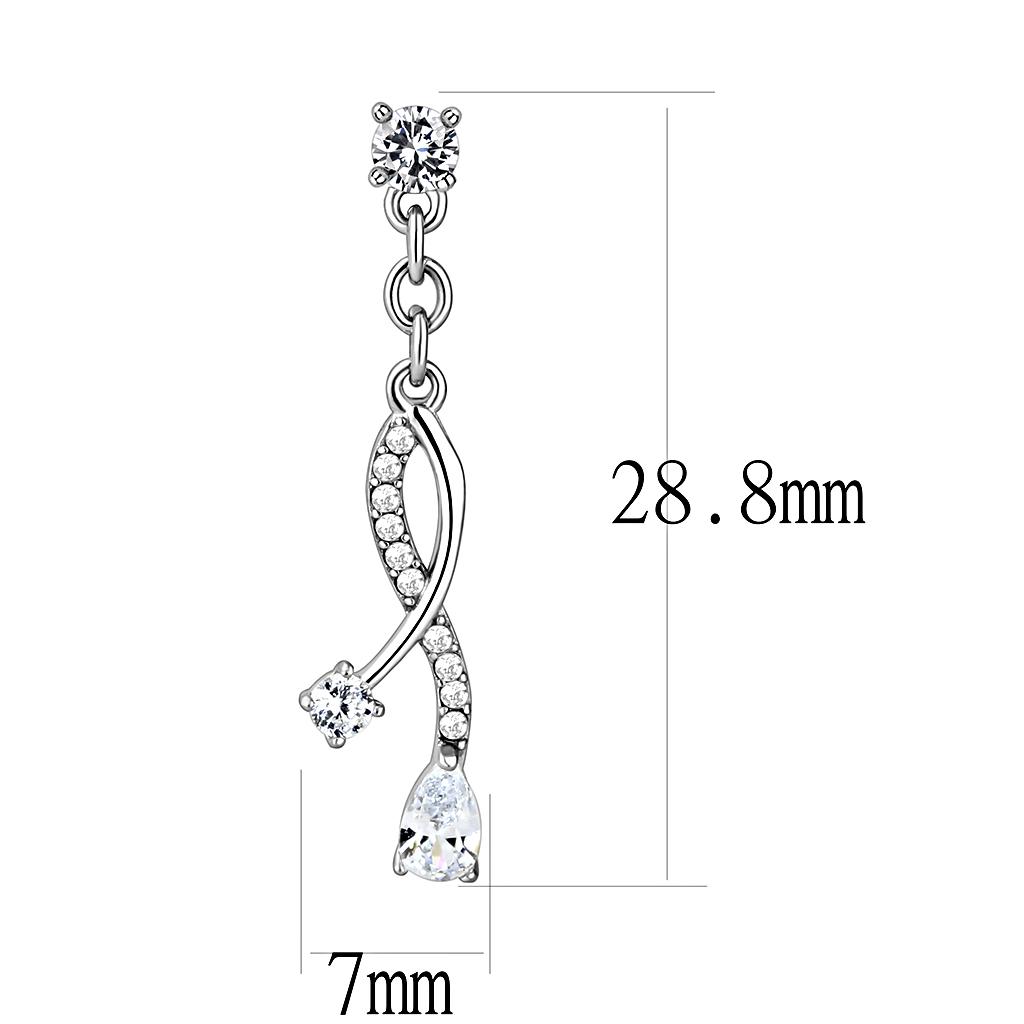 High polished (no plating) Stainless Steel Earrings with AAA Grade CZ in Clear