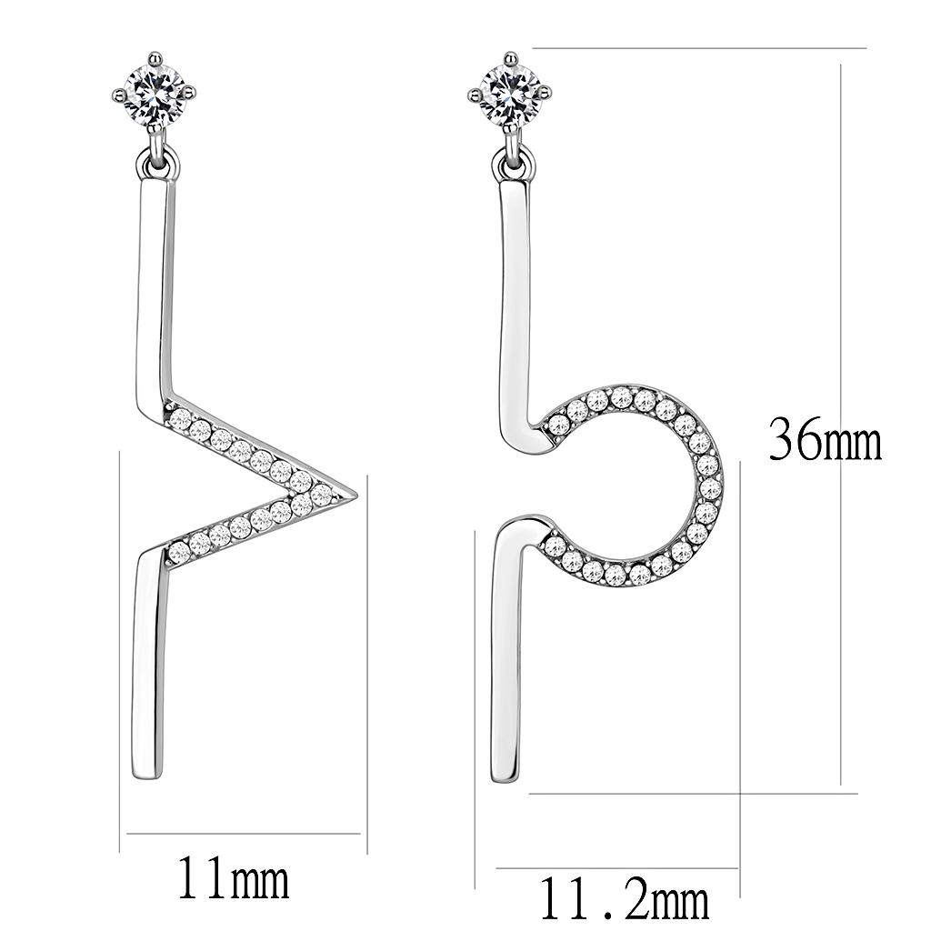 High polished (no plating) Stainless Steel Earrings with AAA Grade CZ in Clear