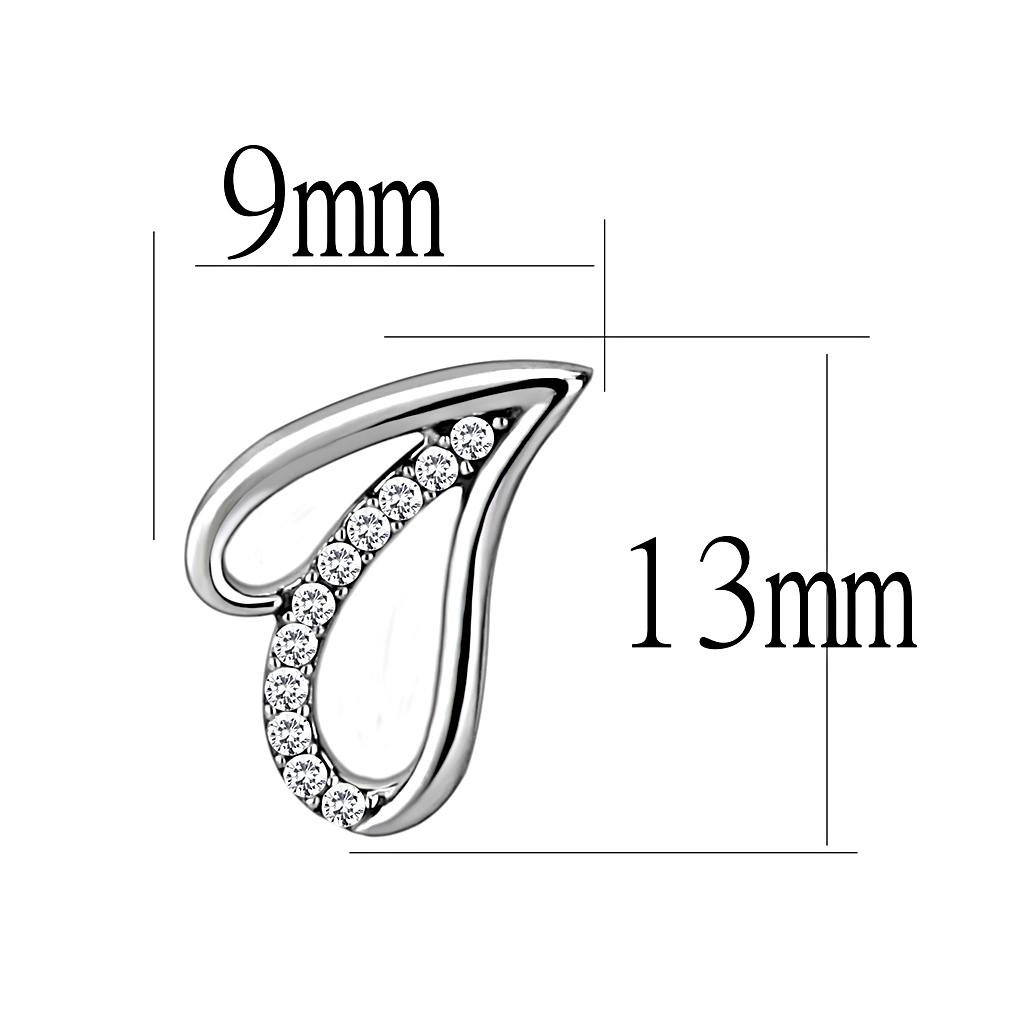 High polished (no plating) Stainless Steel Earrings with AAA Grade CZ in Clear