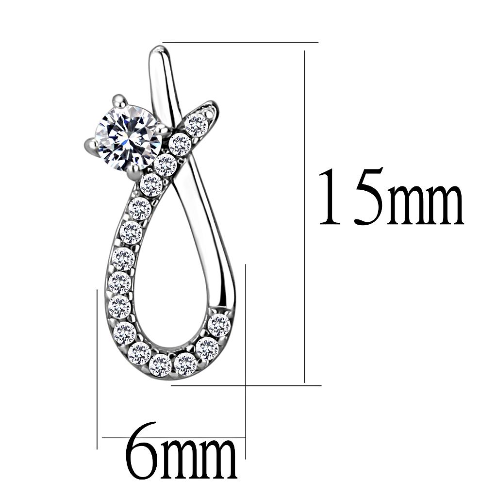 High polished (no plating) Stainless Steel Earrings with AAA Grade CZ in Clear
