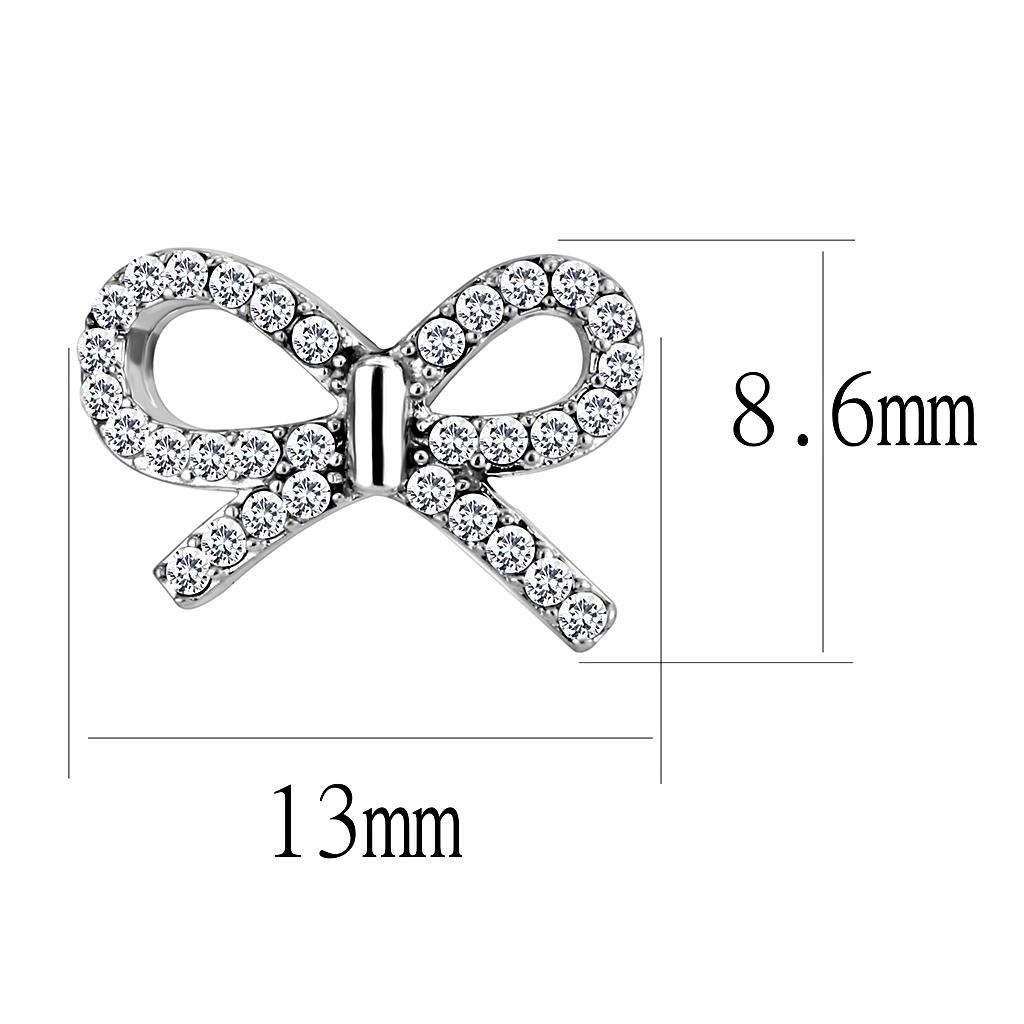 High polished (no plating) Stainless Steel Earrings with AAA Grade CZ in Clear