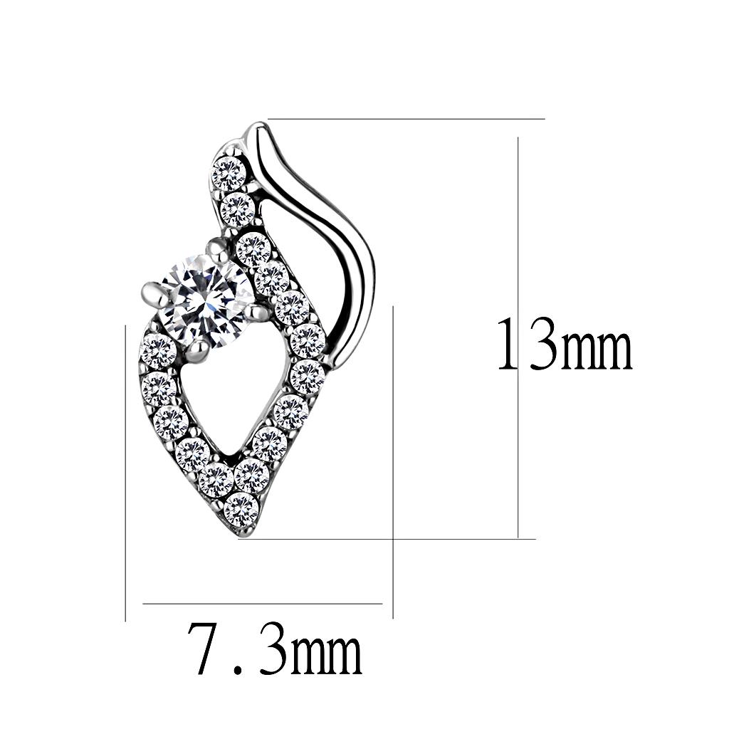 High polished (no plating) Stainless Steel Earrings with AAA Grade CZ in Clear