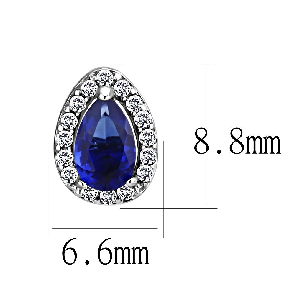 High polished (no plating) Stainless Steel Earrings with Synthetic Synthetic Glass in Montana