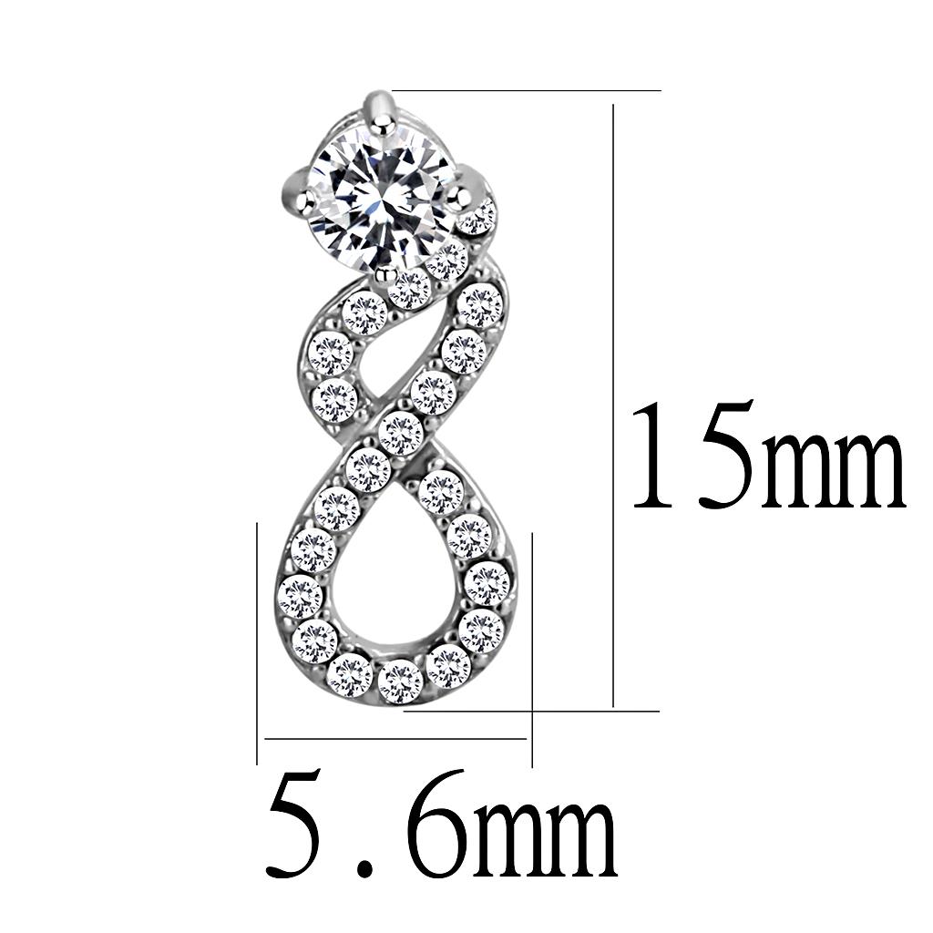 High polished (no plating) Stainless Steel Earrings with AAA Grade CZ in Clear