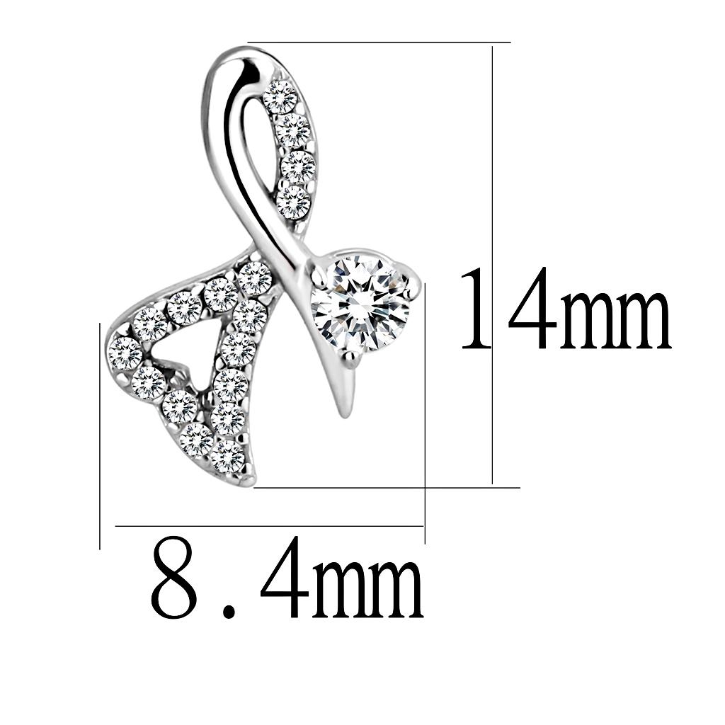 High polished (no plating) Stainless Steel Earrings with AAA Grade CZ in Clear