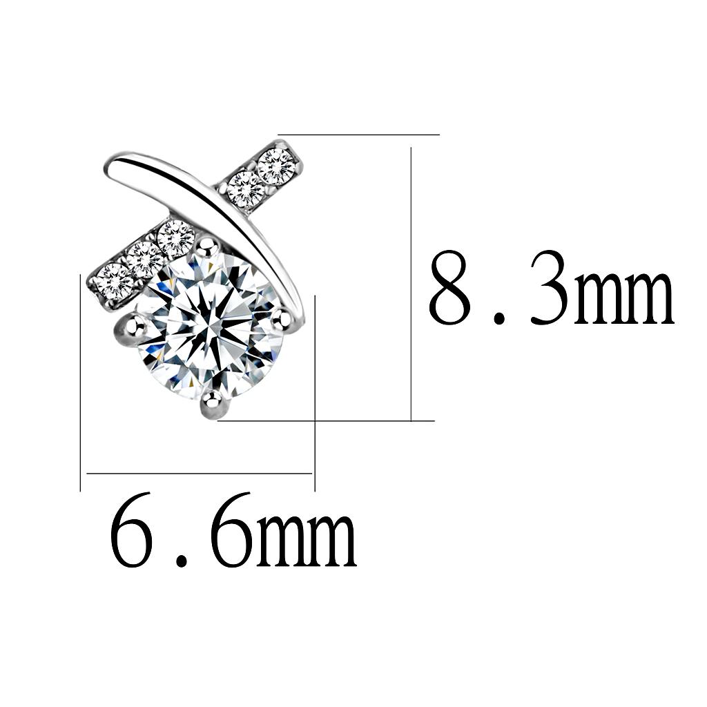 High polished (no plating) Stainless Steel Earrings with AAA Grade CZ in Clear