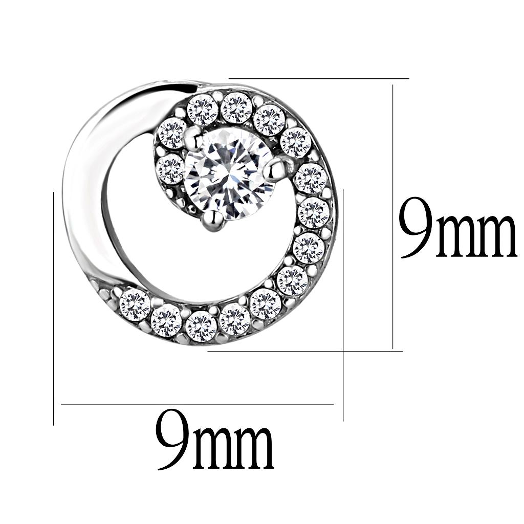 High polished (no plating) Stainless Steel Earrings with AAA Grade CZ in Clear