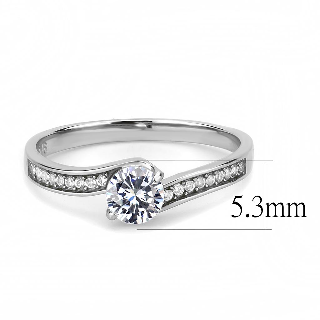 High polished (no plating) Stainless Steel Ring with AAA Grade CZ in Clear