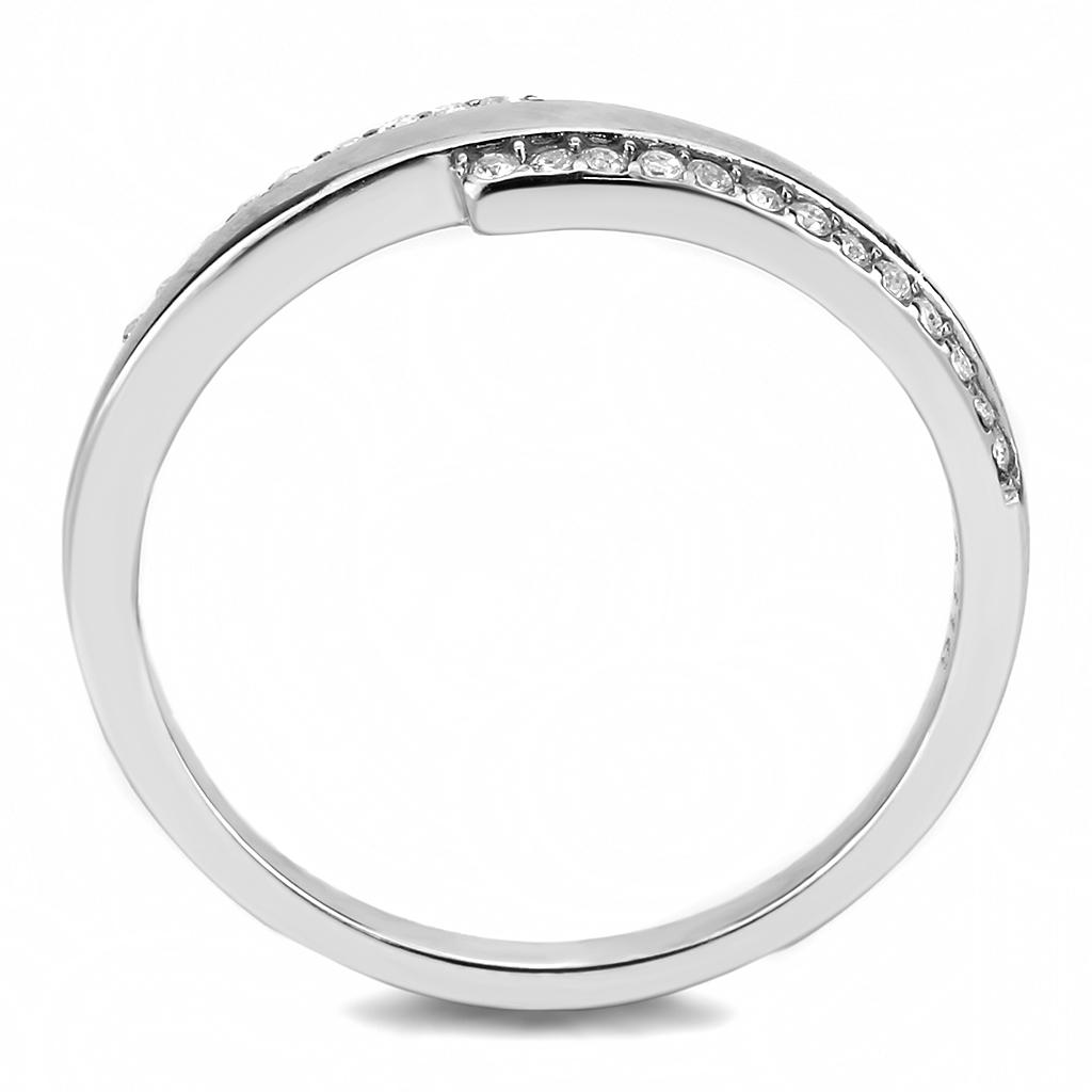 High polished (no plating) Stainless Steel Ring with AAA Grade CZ in Clear