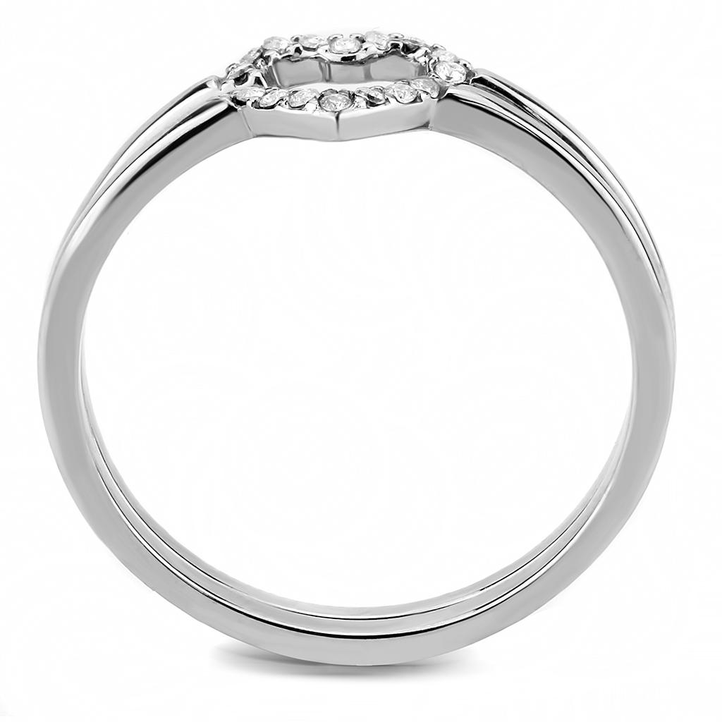 High polished (no plating) Stainless Steel Ring with AAA Grade CZ in Clear
