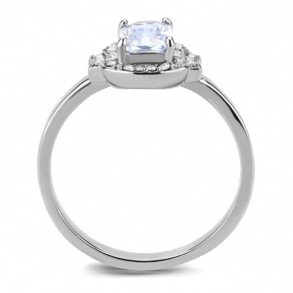 High polished (no plating) Stainless Steel Ring with AAA Grade CZ in Light Amethyst