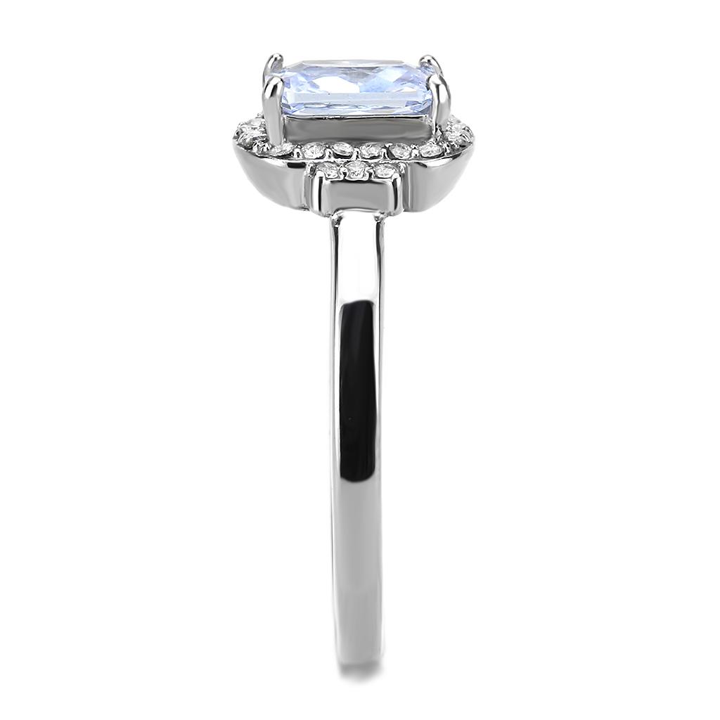 High polished (no plating) Stainless Steel Ring with AAA Grade CZ in Light Amethyst