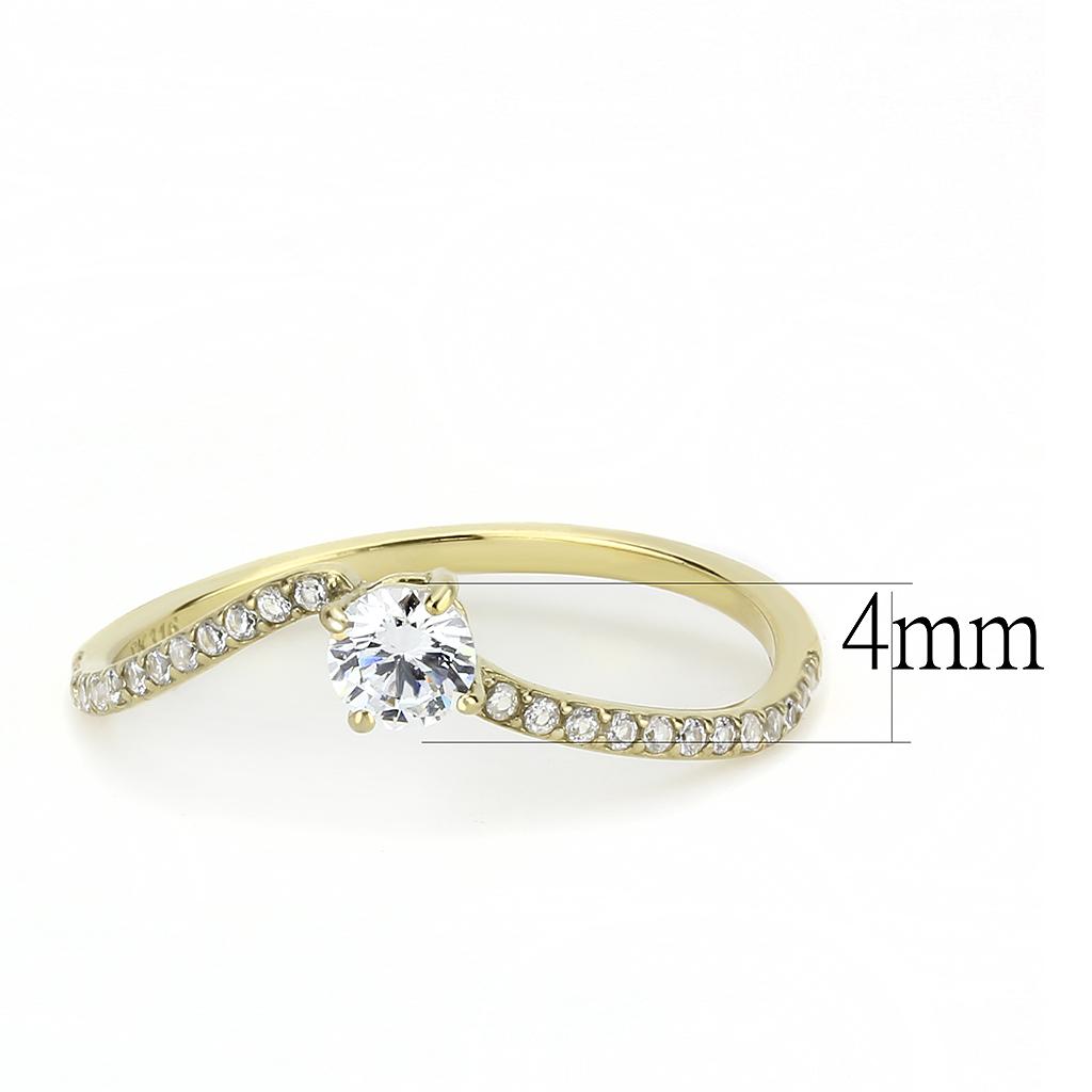IP Gold(Ion Plating) Stainless Steel Ring with AAA Grade CZ in Clear
