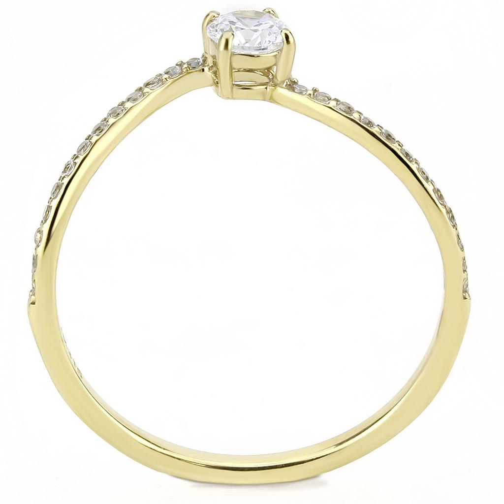 IP Gold(Ion Plating) Stainless Steel Ring with AAA Grade CZ in Clear