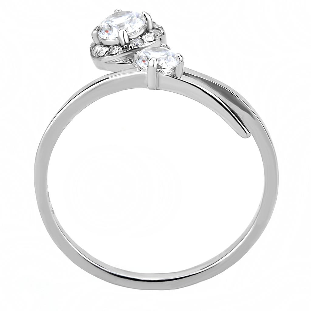 High polished (no plating) Stainless Steel Ring with AAA Grade CZ in Clear