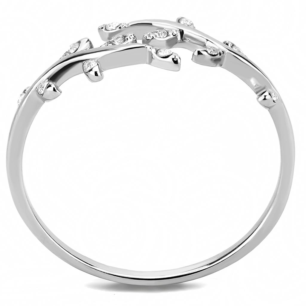 High polished (no plating) Stainless Steel Ring with AAA Grade CZ in Clear