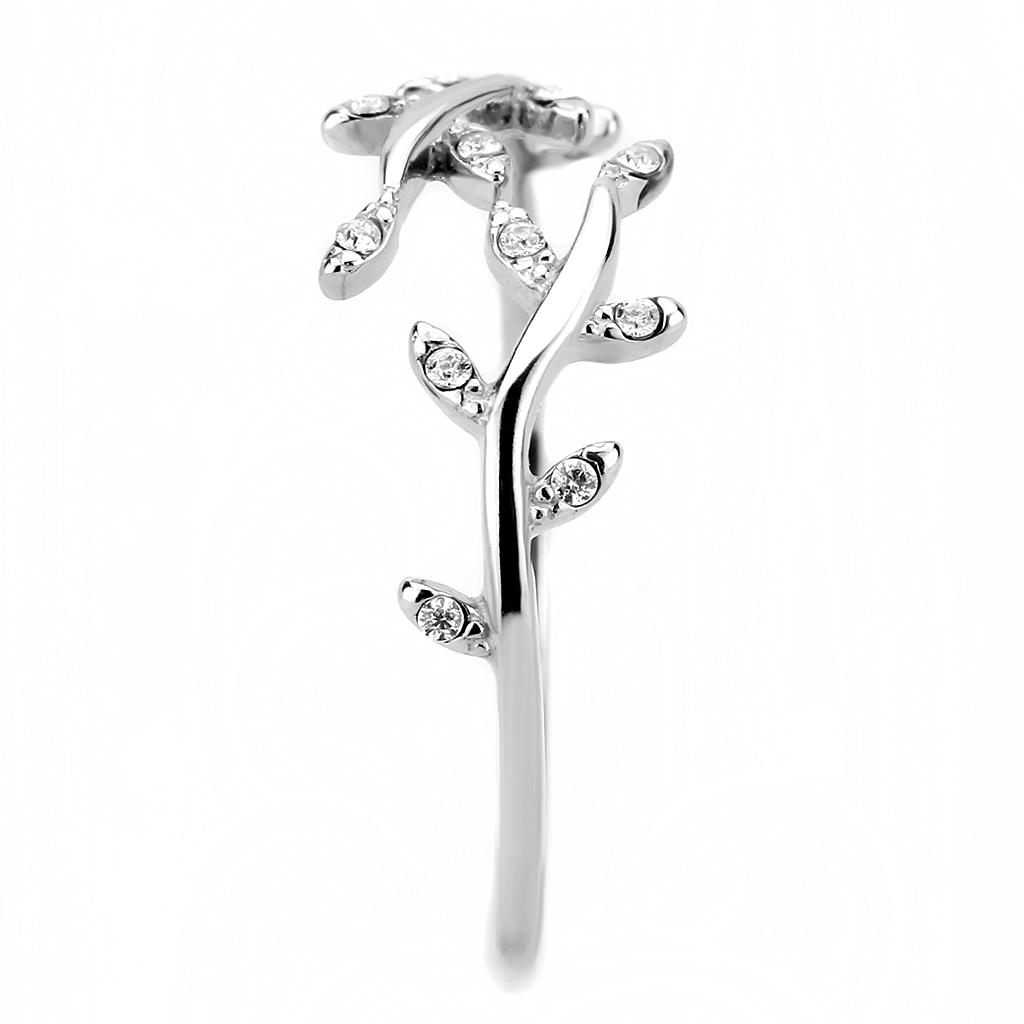 High polished (no plating) Stainless Steel Ring with AAA Grade CZ in Clear