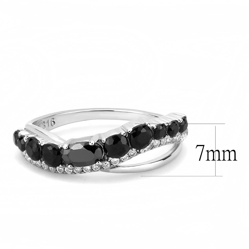 High polished (no plating) Stainless Steel Ring with AAA Grade CZ in Black Diamond