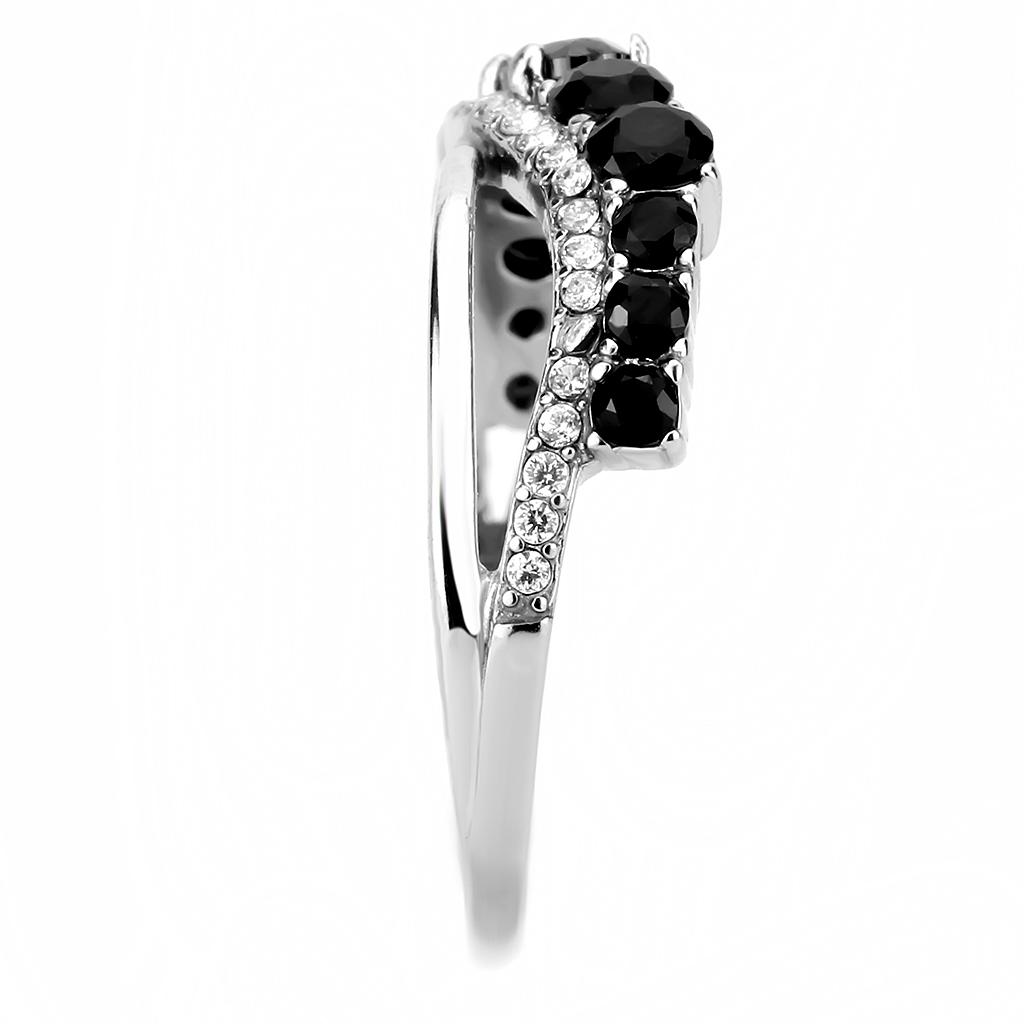 High polished (no plating) Stainless Steel Ring with AAA Grade CZ in Black Diamond