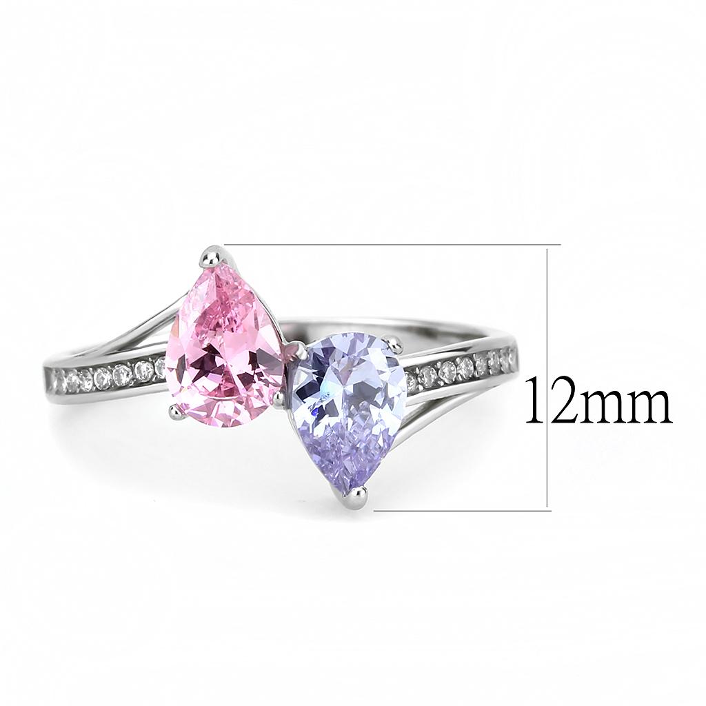 High polished (no plating) Stainless Steel Ring with AAA Grade CZ in Multi Color