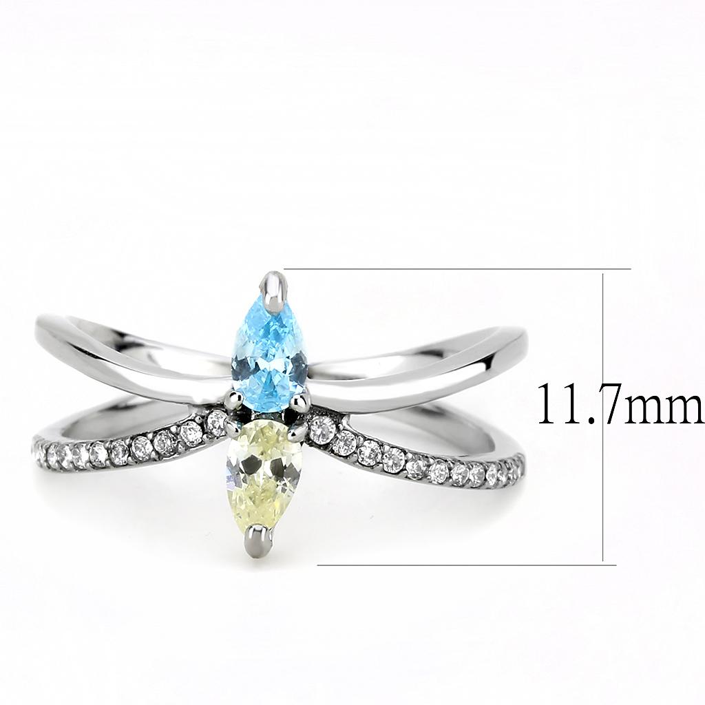 High polished (no plating) Stainless Steel Ring with AAA Grade CZ in Multi Color