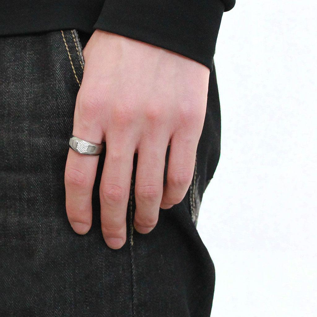 High polished (no plating) Stainless Steel Ring with AAA Grade CZ in Clear