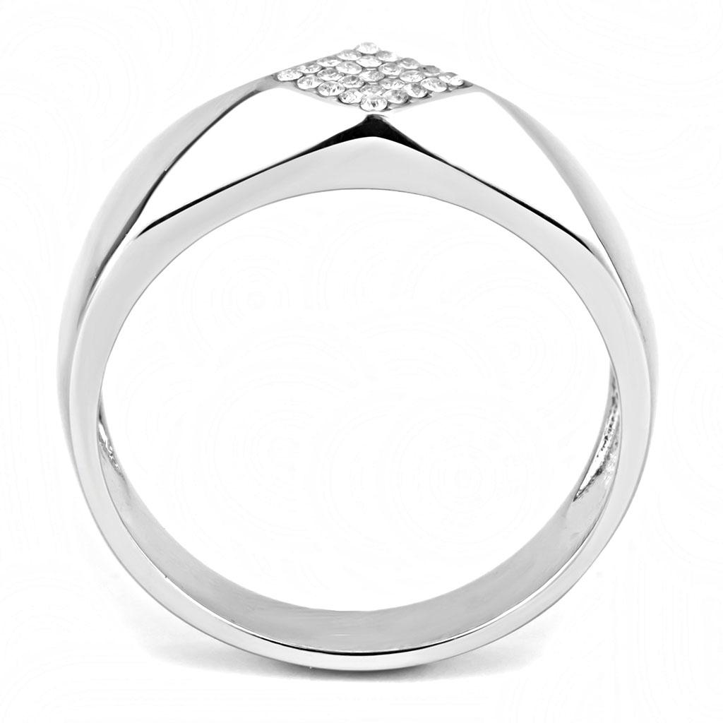 High polished (no plating) Stainless Steel Ring with AAA Grade CZ in Clear