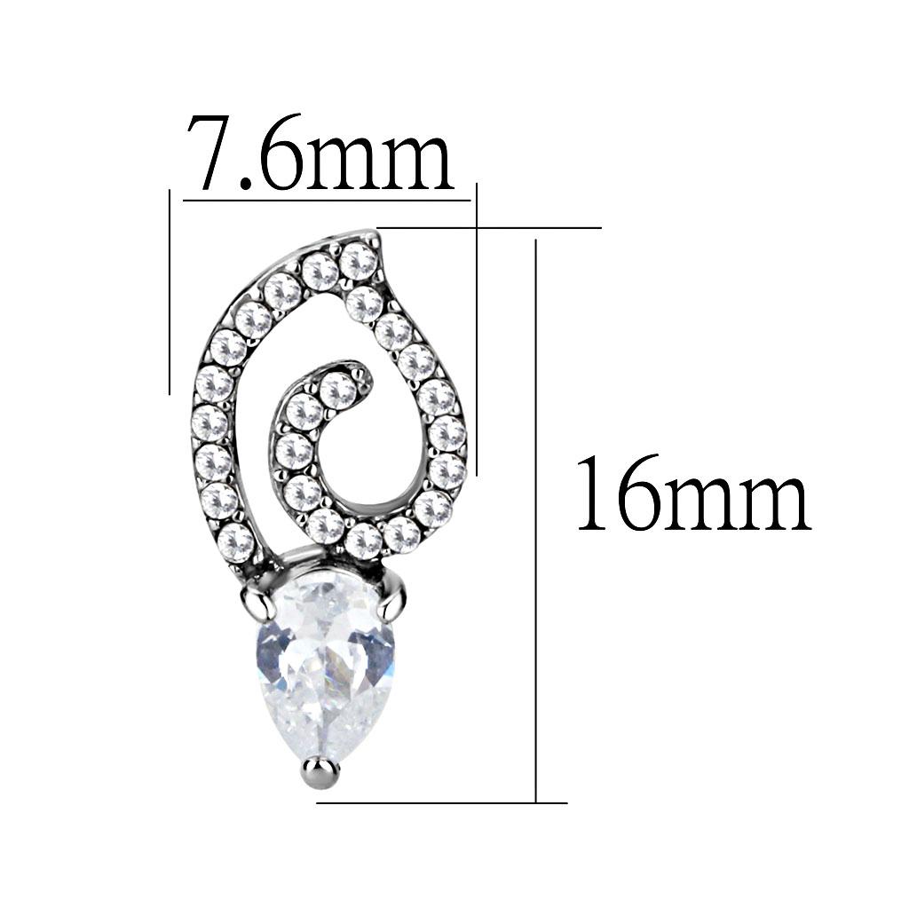 High polished (no plating) Stainless Steel Earrings with AAA Grade CZ in Clear