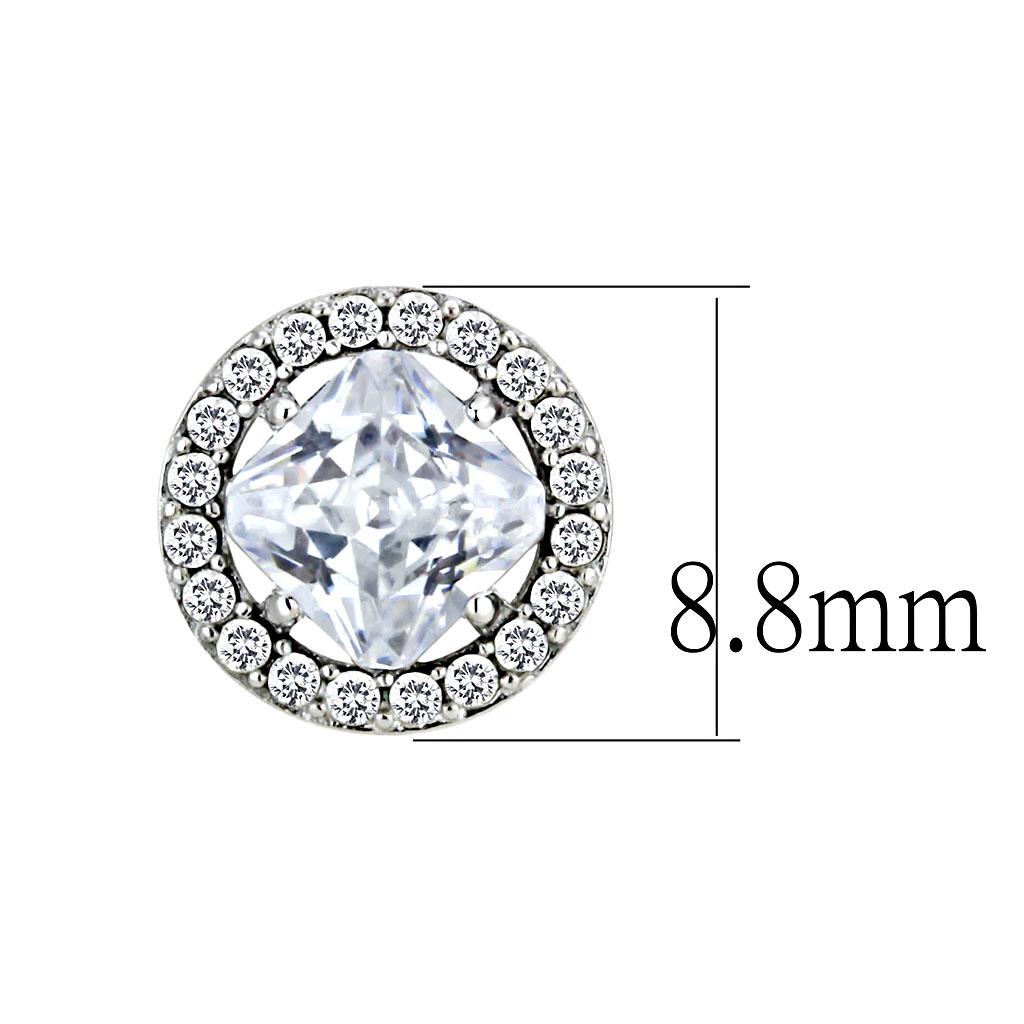 High polished (no plating) Stainless Steel Earrings with AAA Grade CZ in Clear