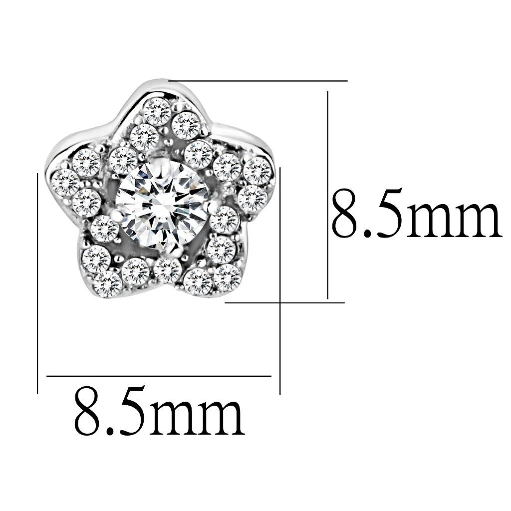 High polished (no plating) Stainless Steel Earrings with AAA Grade CZ in Clear