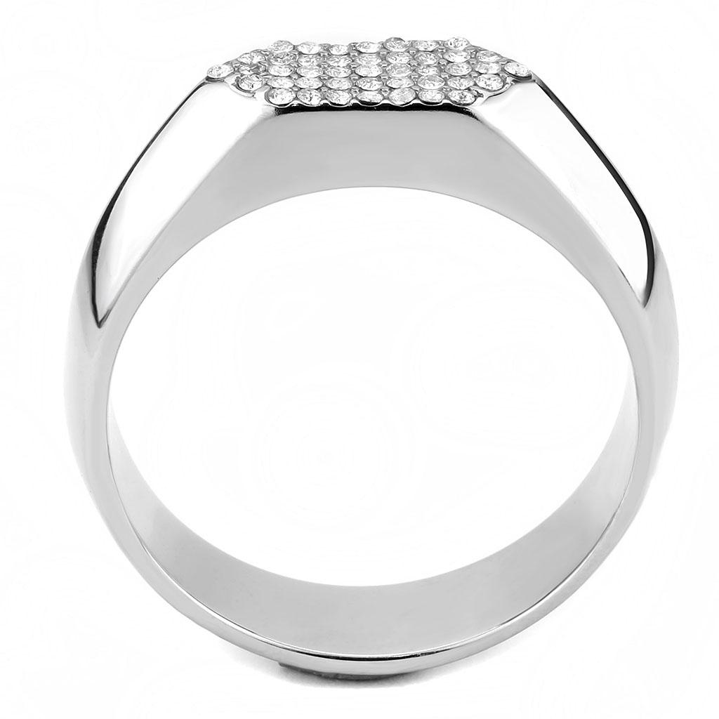 No Plating Stainless Steel Ring with AAA Grade CZ in Clear