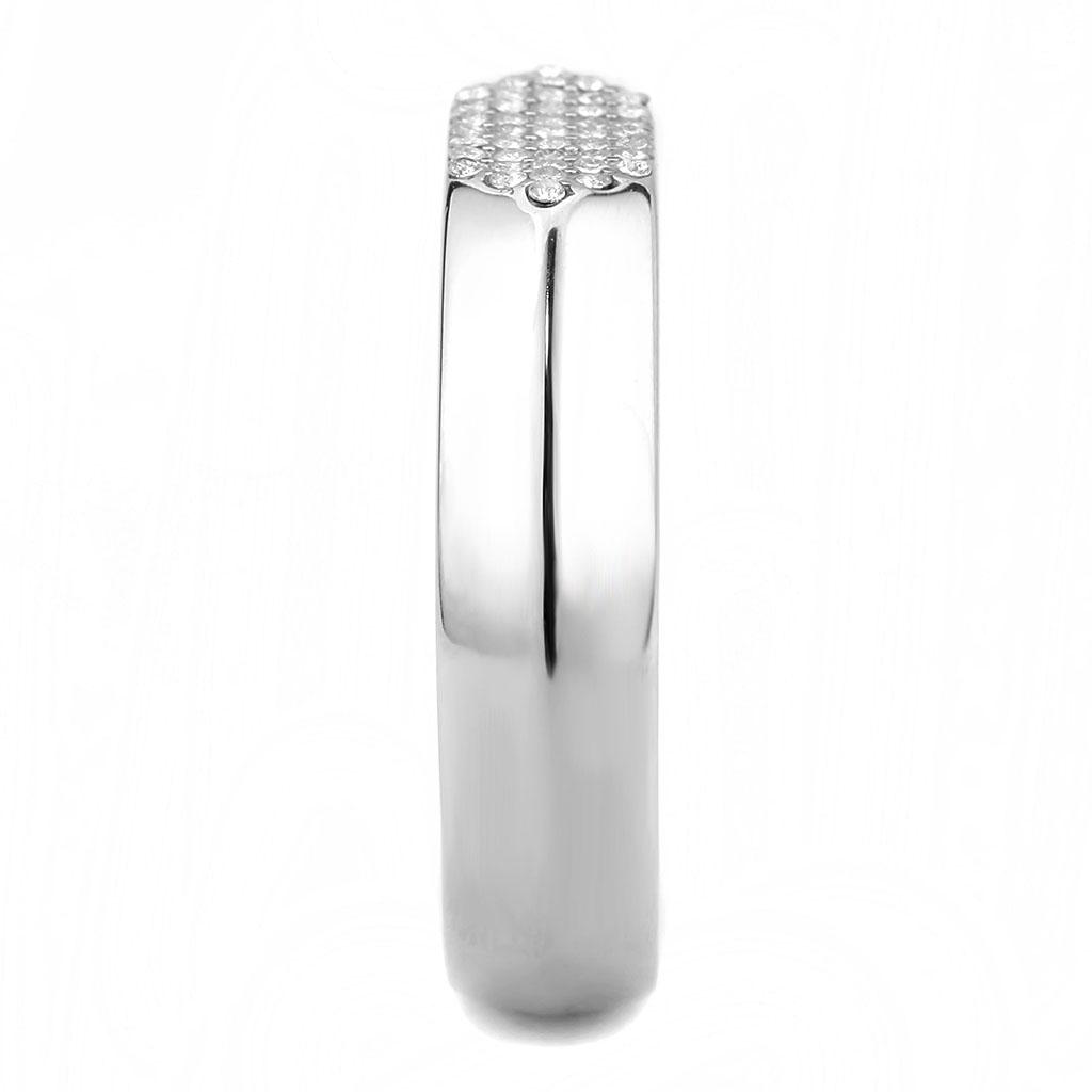 No Plating Stainless Steel Ring with AAA Grade CZ in Clear