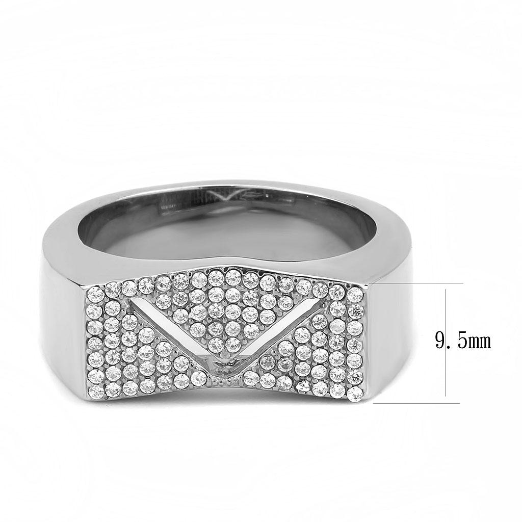 No Plating Stainless Steel Ring with AAA Grade CZ in Clear