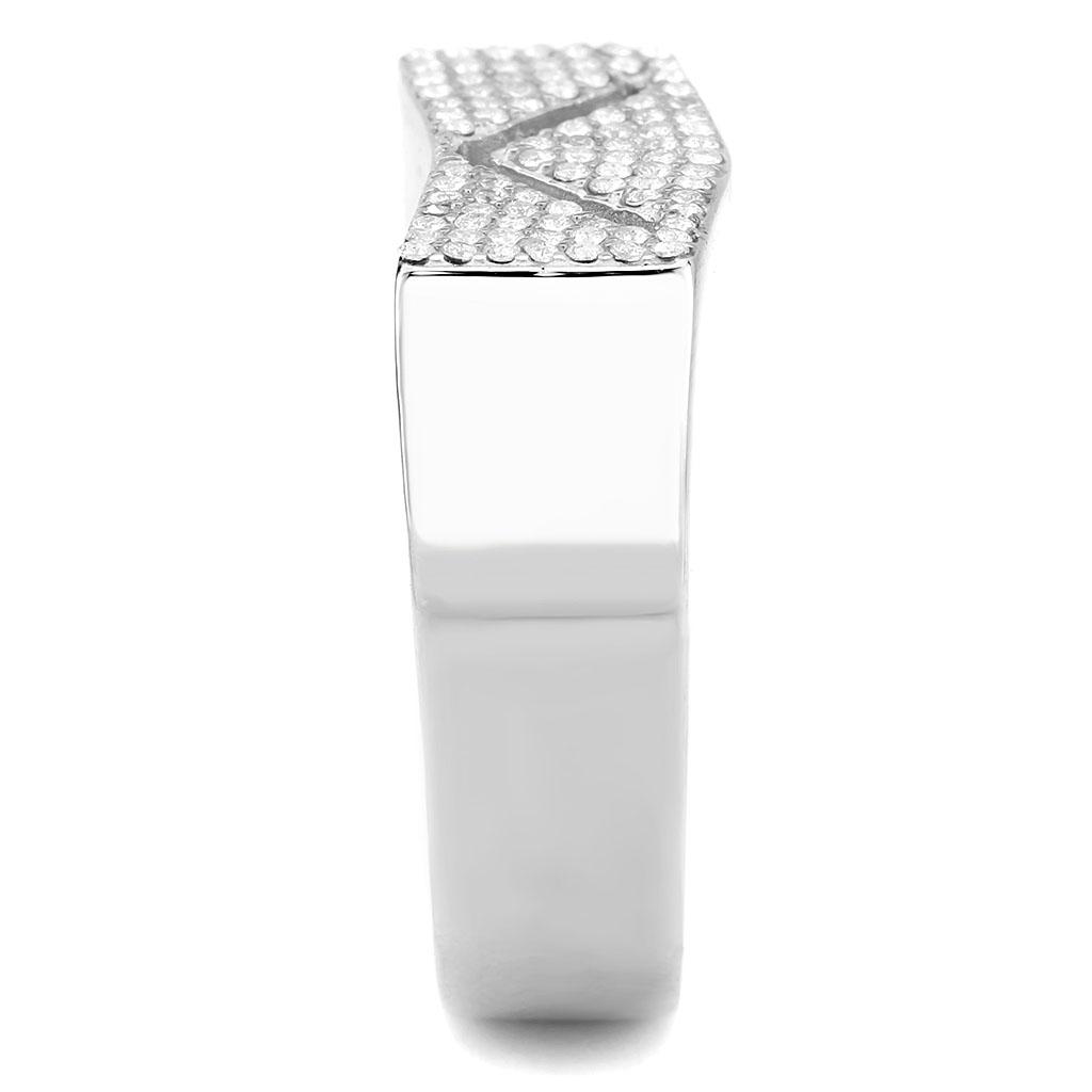 No Plating Stainless Steel Ring with AAA Grade CZ in Clear