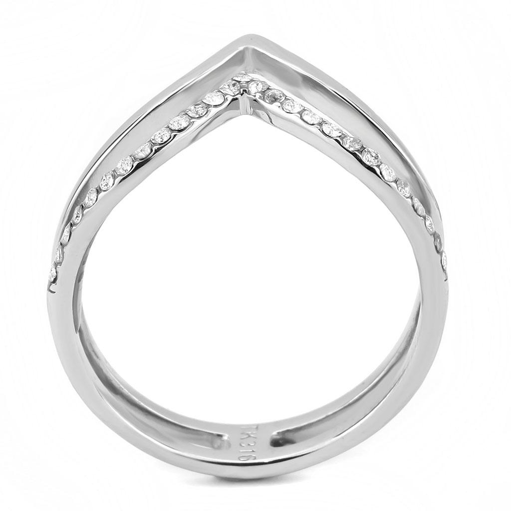 No Plating Stainless Steel Ring with AAA Grade CZ in Clear