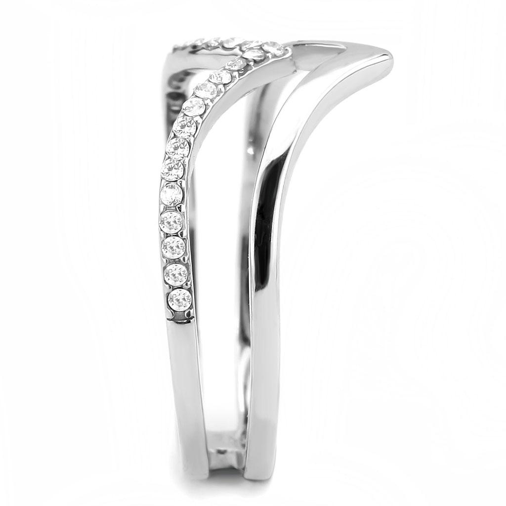 No Plating Stainless Steel Ring with AAA Grade CZ in Clear