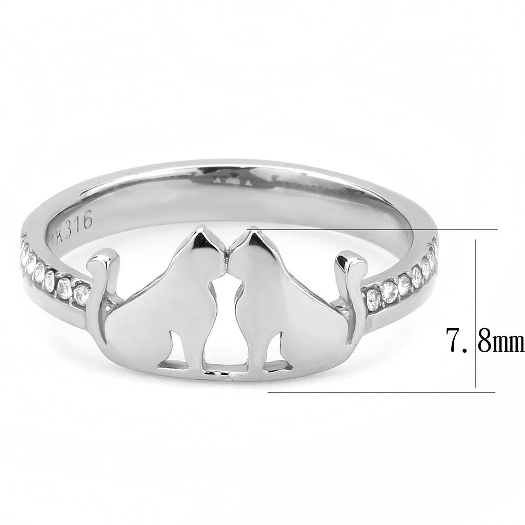 No Plating Stainless Steel Ring with AAA Grade CZ in Clear