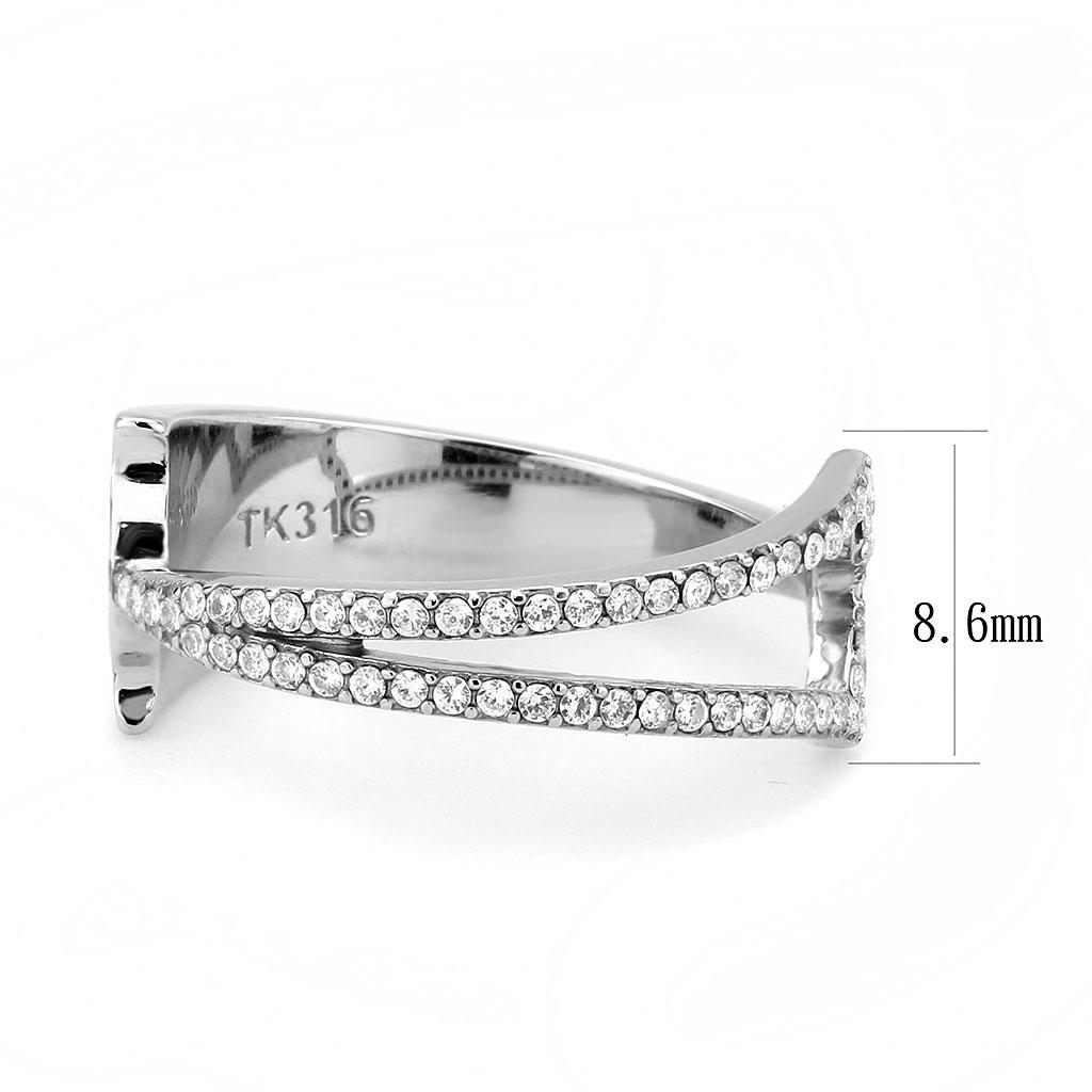 No Plating Stainless Steel Ring with AAA Grade CZ in Clear