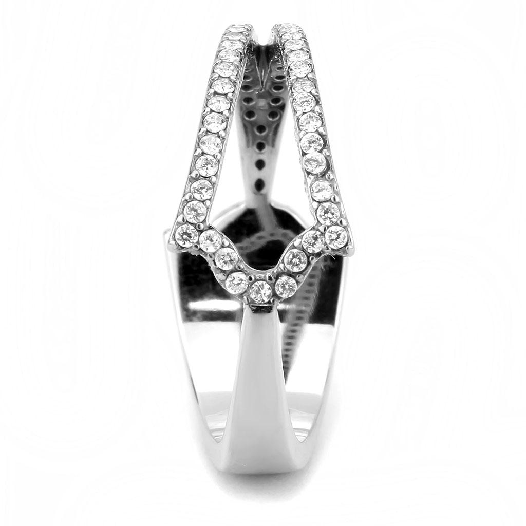 No Plating Stainless Steel Ring with AAA Grade CZ in Clear