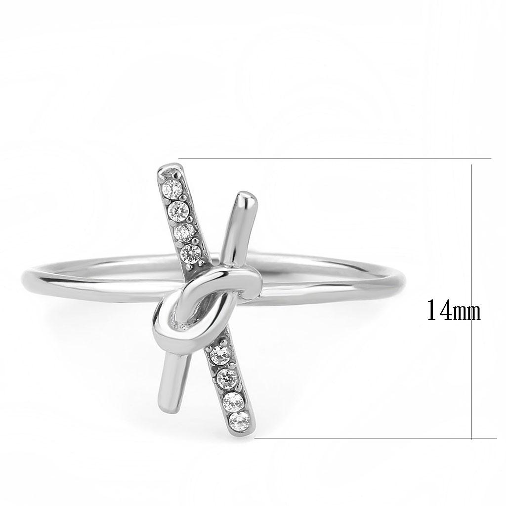 No Plating Stainless Steel Ring with AAA Grade CZ in Clear