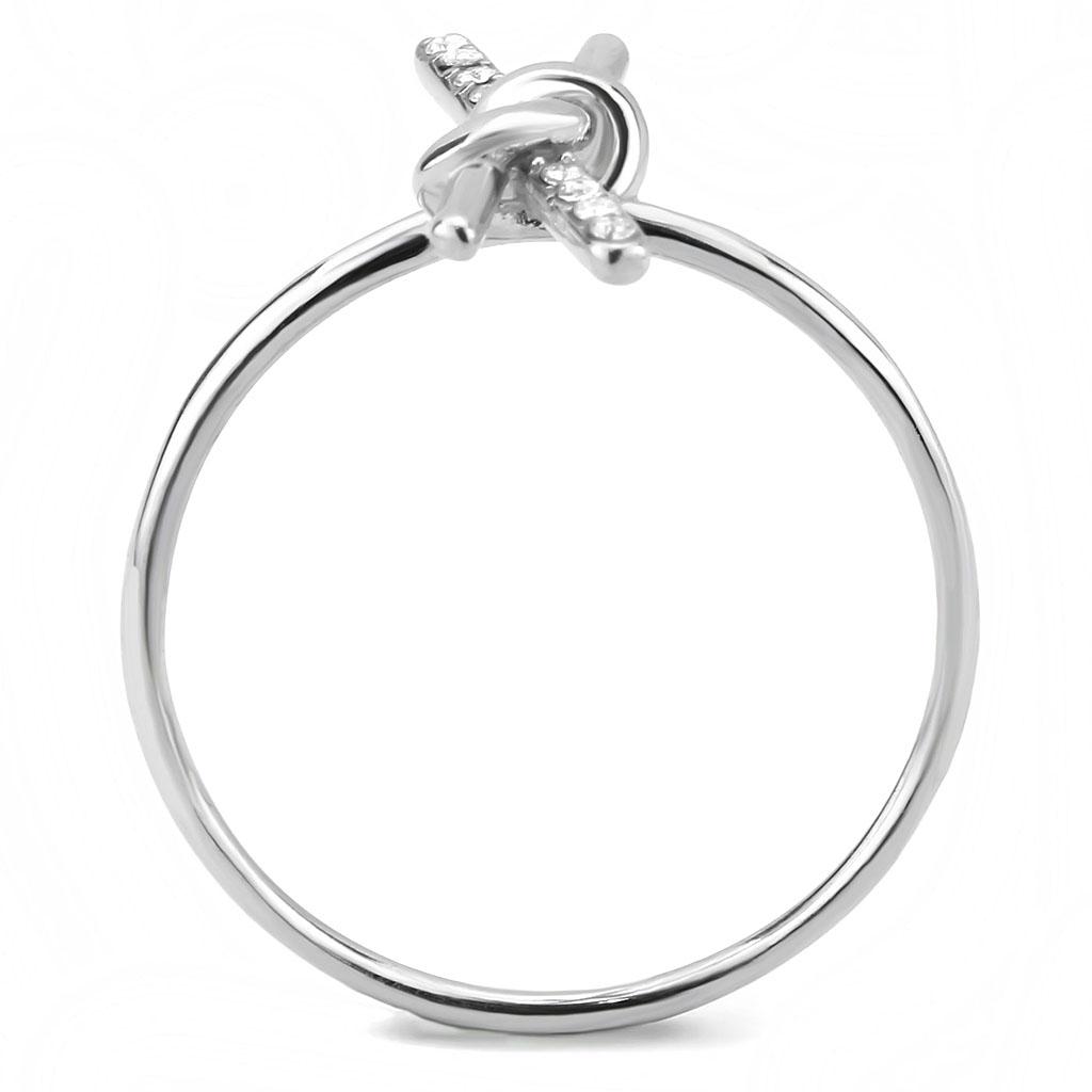 No Plating Stainless Steel Ring with AAA Grade CZ in Clear