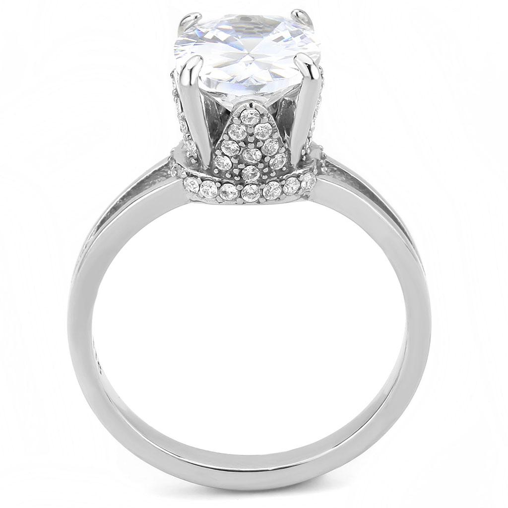 No Plating Stainless Steel Ring with AAA Grade CZ in Clear