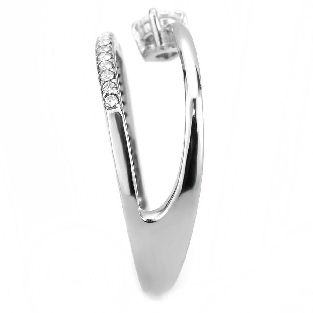 No Plating Stainless Steel Ring with AAA Grade CZ in Clear