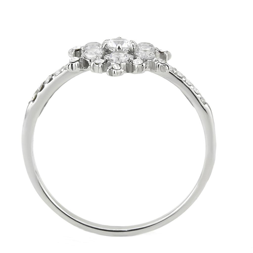 No Plating Stainless Steel Ring with AAA Grade CZ in Clear