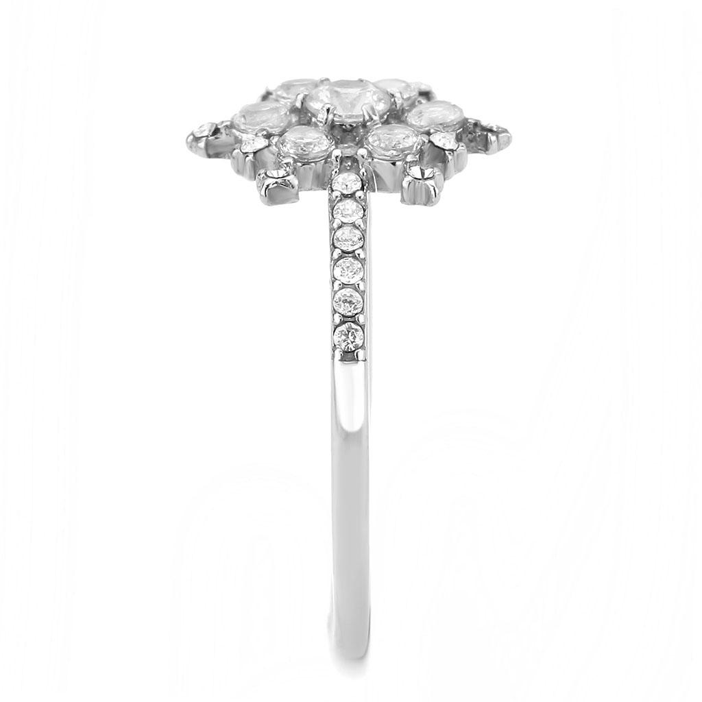 No Plating Stainless Steel Ring with AAA Grade CZ in Clear